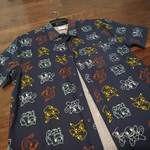 Mens Pokemon Button Up Shirt